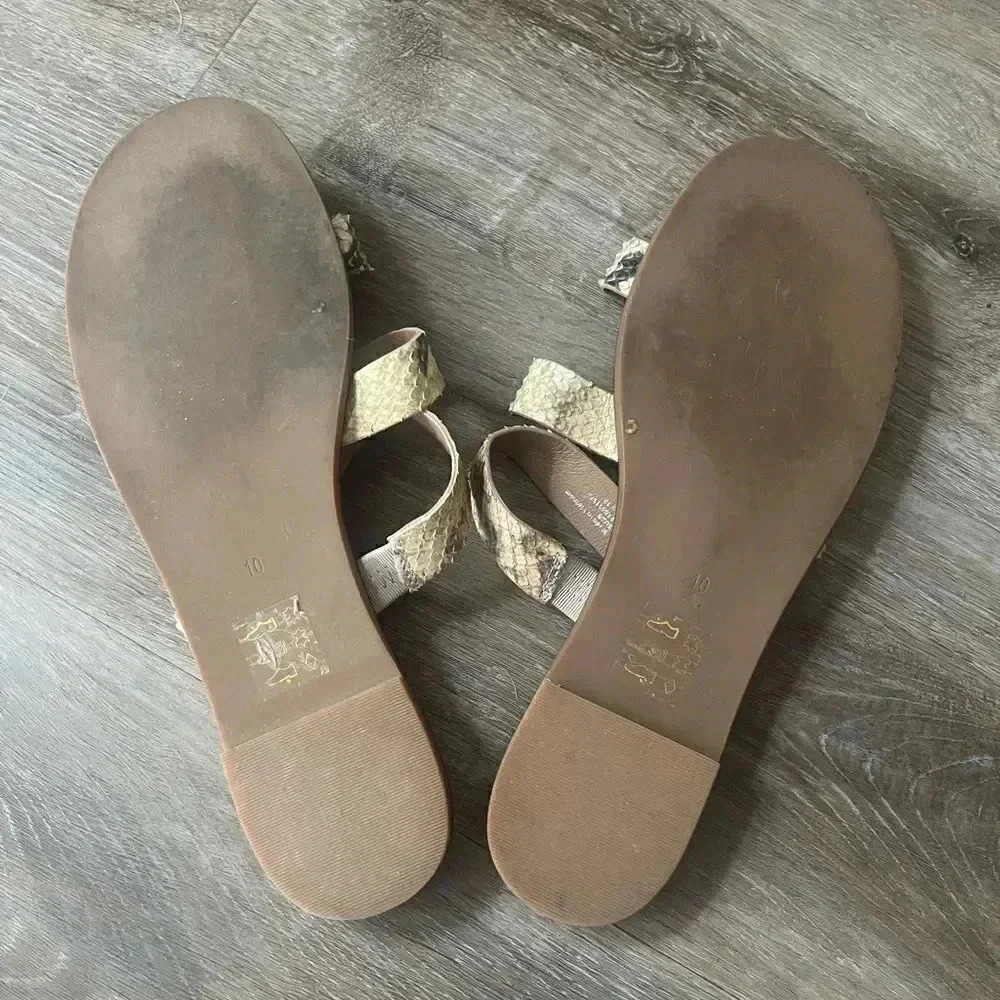 Madewell The Ilana Slide Sandal Snake Embossed Leather Size 10 Flats Slide Women - Picture 8 of 8